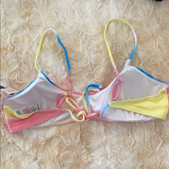 TOPSHOP Tie-Dye Ribbed Crop Bikini Top – Size 10 – Pink, Yellow & Blue – NWT - Picture 5 of 7